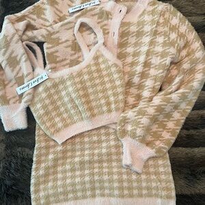 For Love And Lemons NWT FULL SET Cardigan Crop Top and Skirt